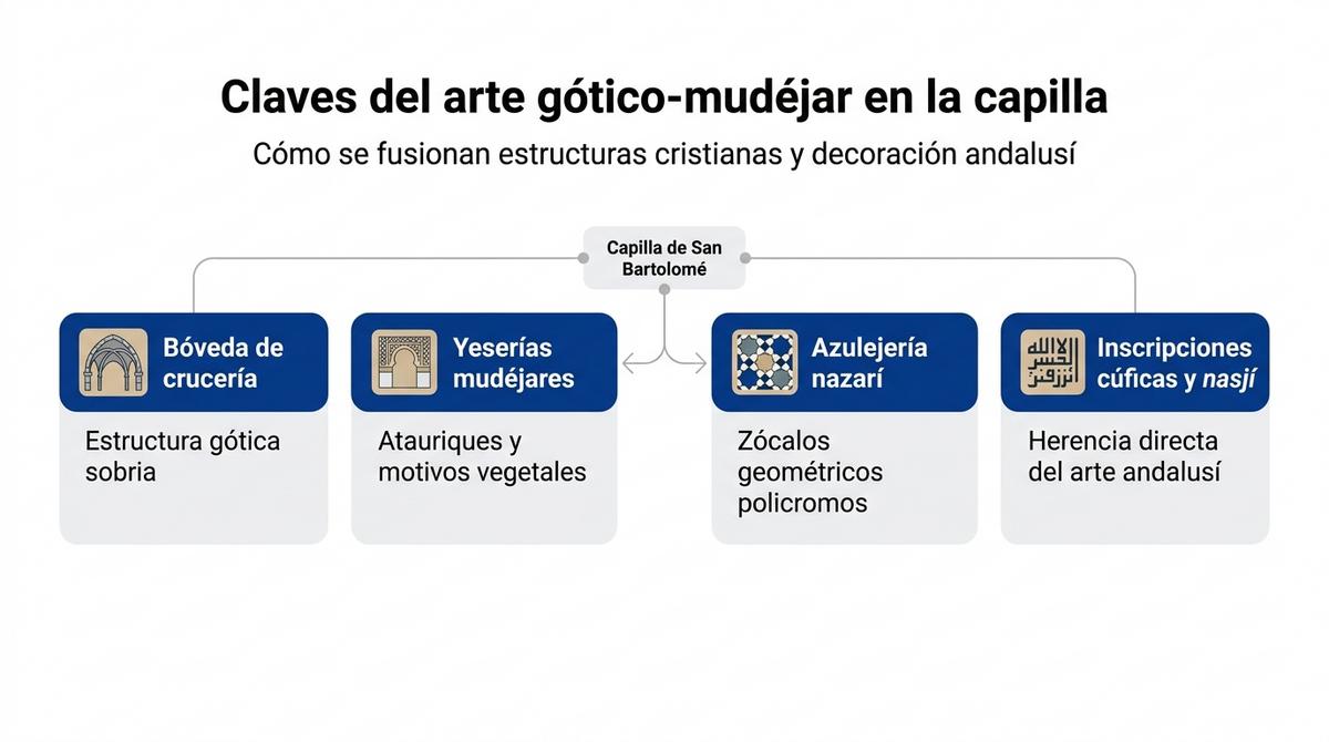 Diagrama de los elementos arquitectónicos gótico-mudéjares de la capilla de San Bartolomé de Córdoba.