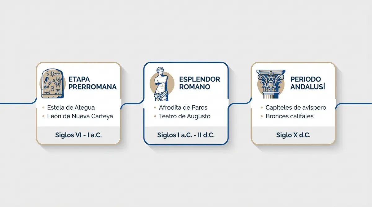 Diagrama visual de las piezas y colecciones maestras del Museo Arqueológico de Córdoba