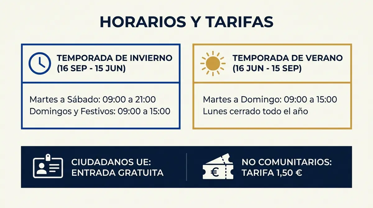 Infografía de horarios y tarifas para visitar el Museo de Bellas Artes de Córdoba